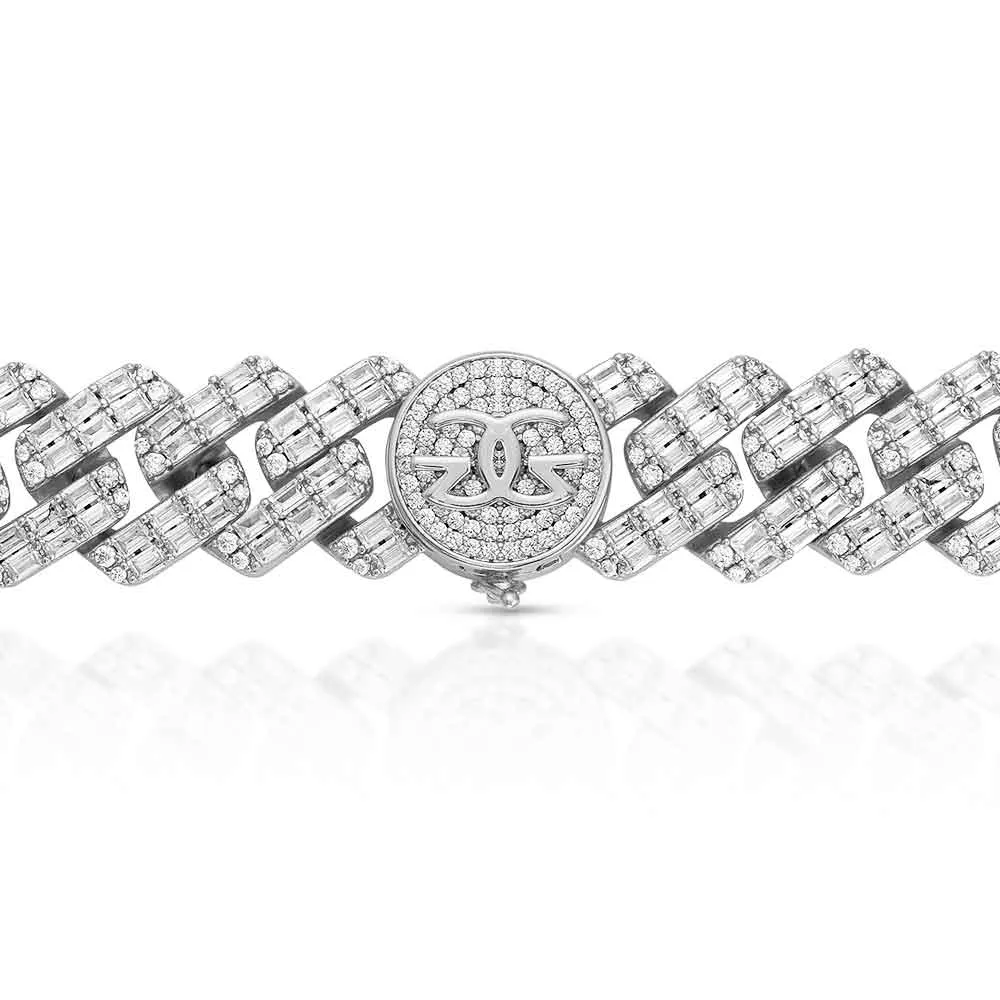 2 Row Diamond Baguette Cuban Bracelet 18mm