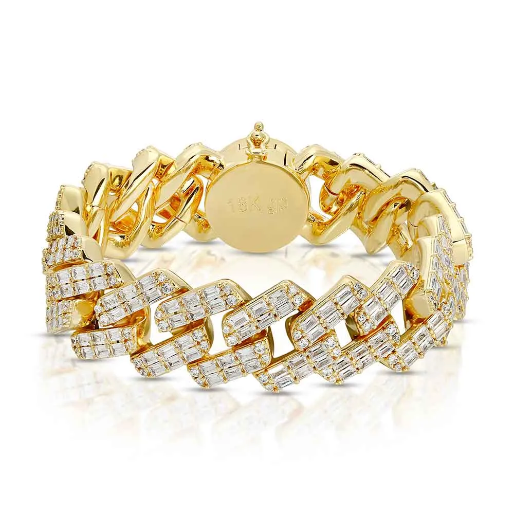 2 Row Diamond Baguette Cuban Bracelet 18mm