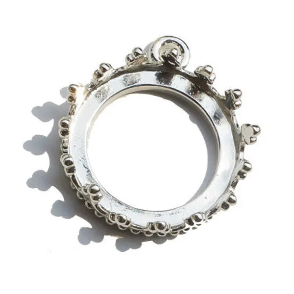 20mm Crown Bezel Setting Charms | Round Bezel Cup Pendant | Silver Bezel Tray | 20mm Cabochon Base | Cameo Holder | Jewelry Mounting (1 Piece / Silver / 23mm x 27mm)