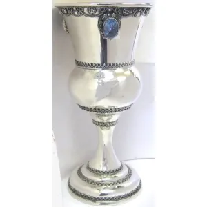 925 Sterling Silver Filigree / Blue Topazes Kiddush Cup / Goblet by NADAV