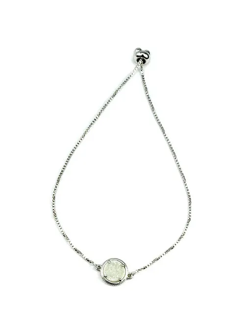 Addison Druzy Adjustable Bracelet in Silver