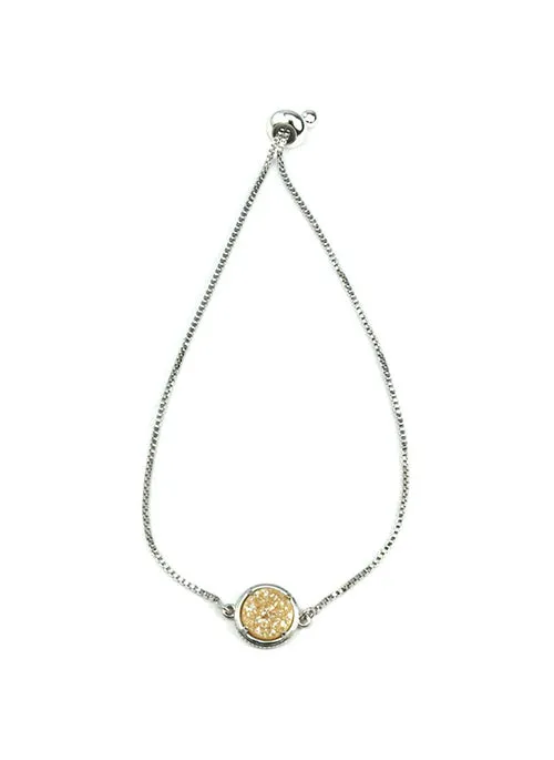 Addison Druzy Adjustable Bracelet in Silver