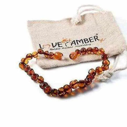 Adult Brandy Snap Cognac Brown Baltic Amber Anklet