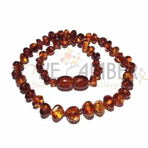 Adult Brandy Snap Cognac Brown Baltic Amber Anklet