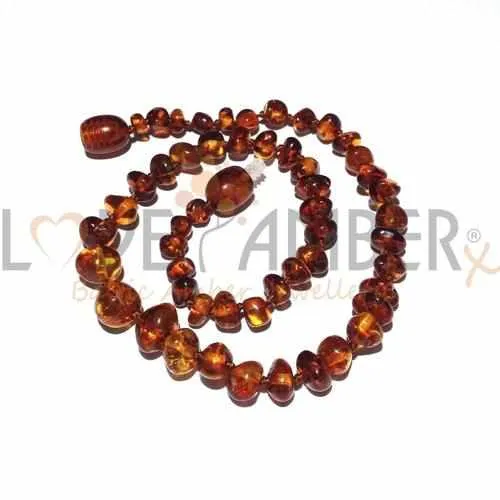 Adult Brandy Snap Cognac Brown Baltic Amber Anklet