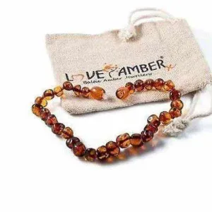 Adult Brandy Snap Cognac Brown Baltic Amber Anklet