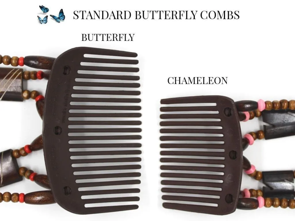 African Butterfly Chameleon Hair Comb - Beada Black 58