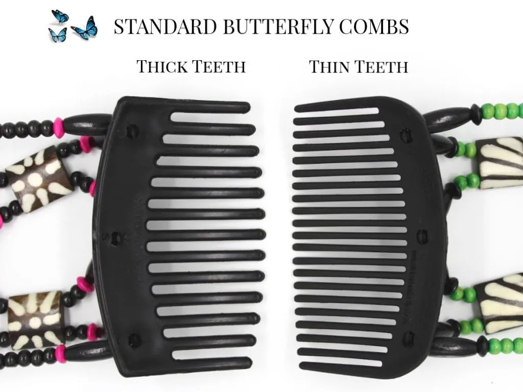 African Butterfly Hair Comb - Flowers Clear 50