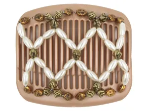 African Butterfly Hair Comb - Ndalena Brown Pearl 02