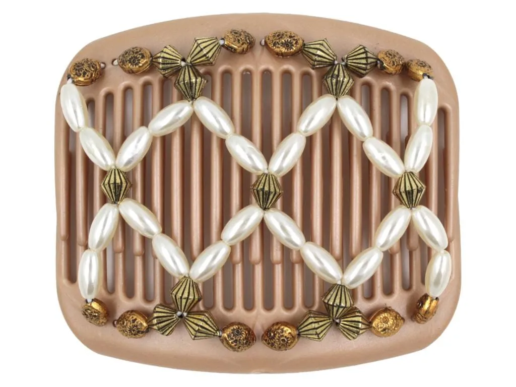 African Butterfly Hair Comb - Ndalena Brown Pearl 02