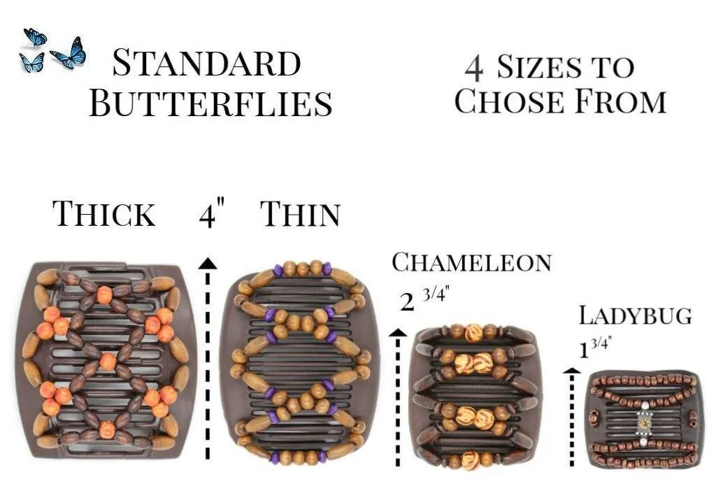 African Butterfly LadyBug Hair Comb - Brown 47