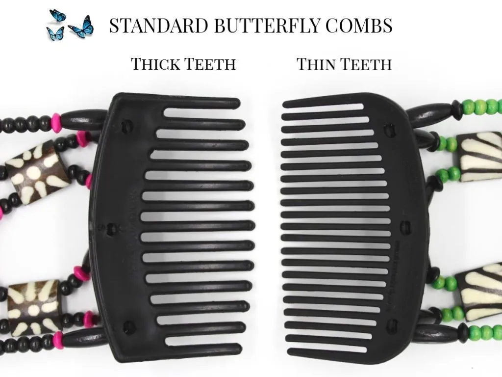 African Butterfly Thick Hair Comb - Gemstone Brown 59