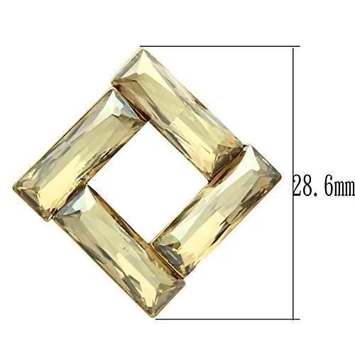 Alamode IP Gold(Ion Plating) Brass Earrings with Top Grade Crystal in Topaz