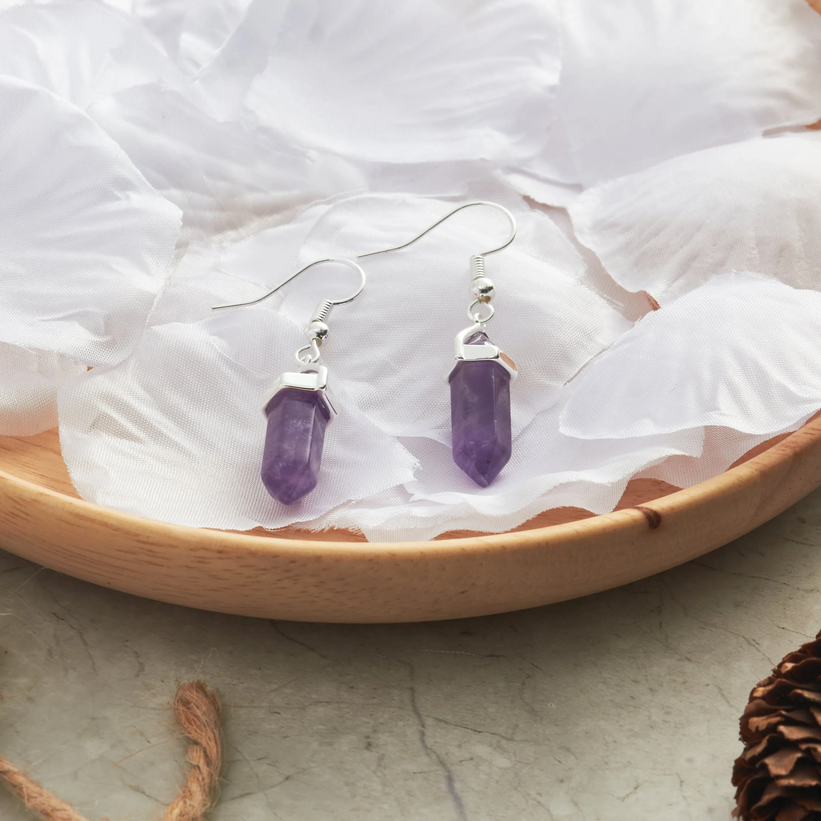 Amethyst Gemstone Drop Earrings