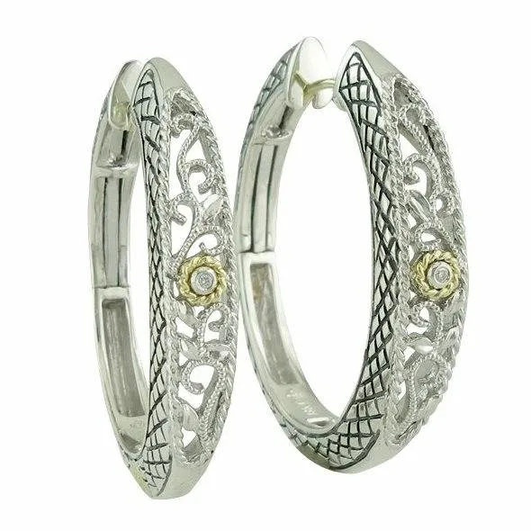 Andrea Candela - 18k & Sterling Silver Filigree Hoop Earrings -Tesoro Collection