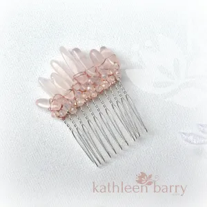 Anerike rose quartz hair combs in gold, silver or rose gold - sold individually