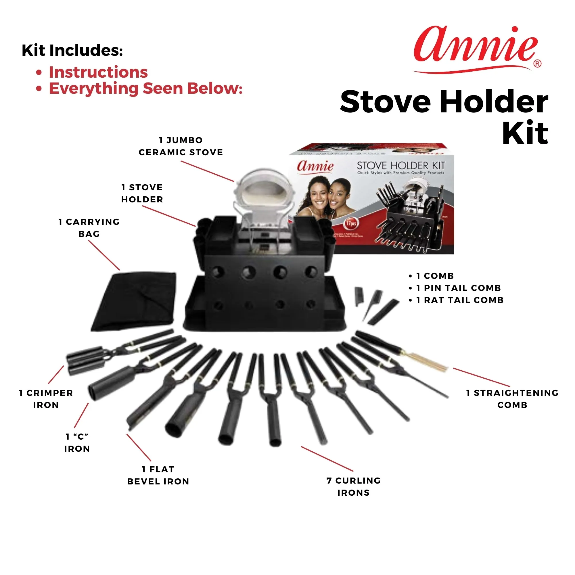 Annie Professional Thermal Curling Iron Holder Kit - Black