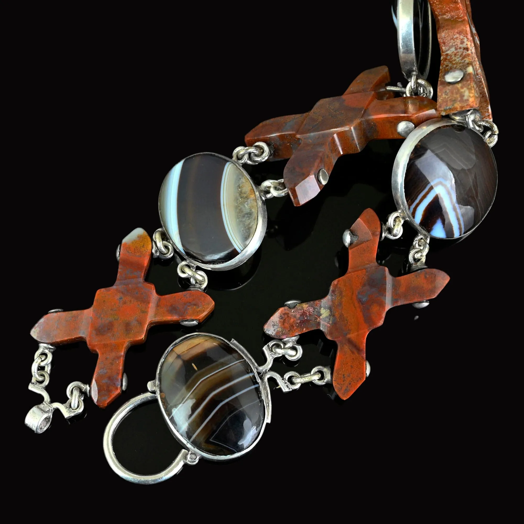 Antique Padlock Scottish Banded Agate Bracelet