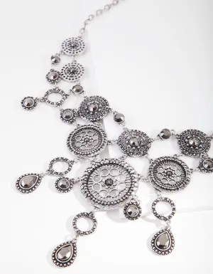 Antique Silver Filigree Disc Necklace