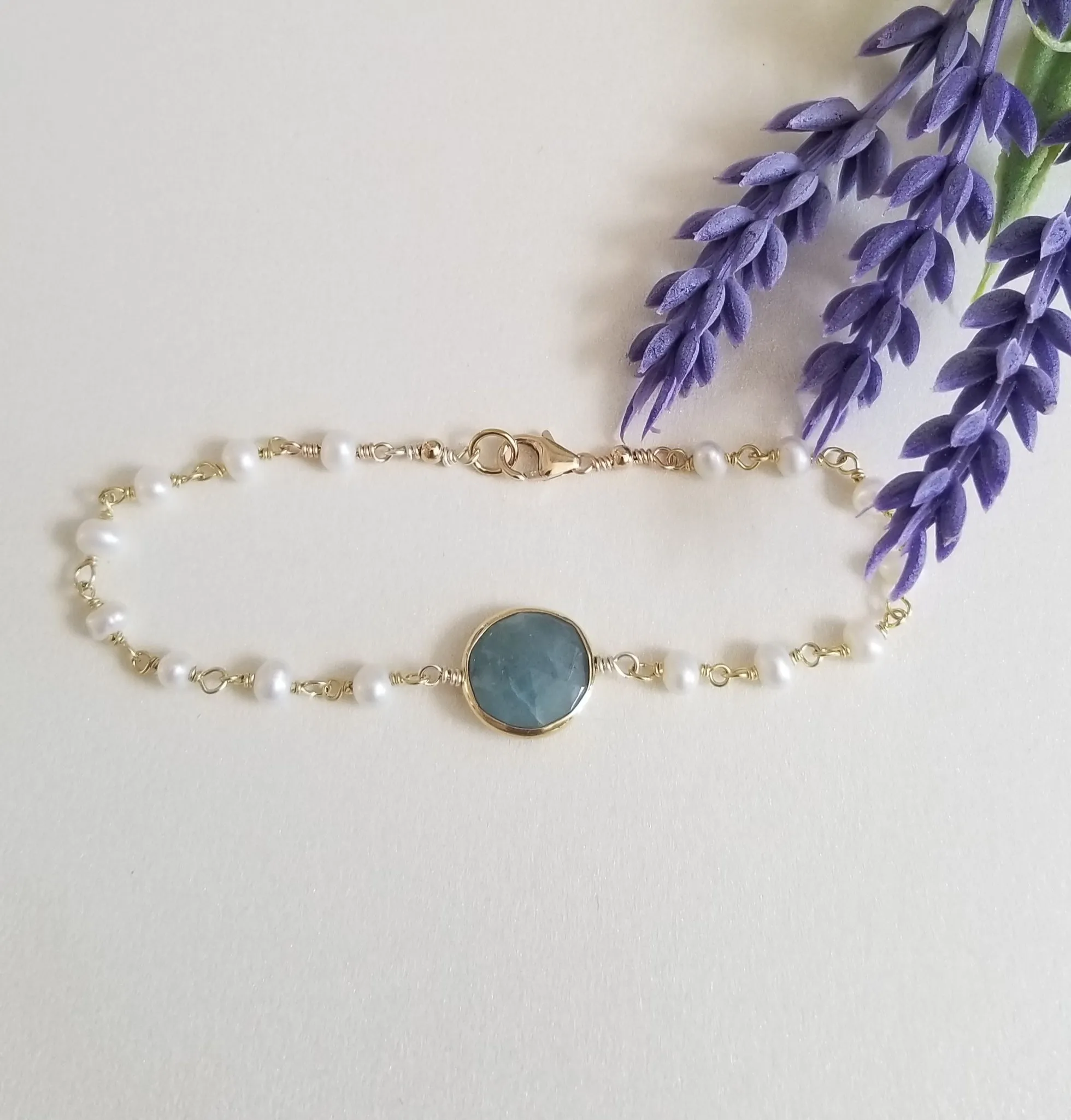 Aquamarine and Freshwater Pearls Bracelet