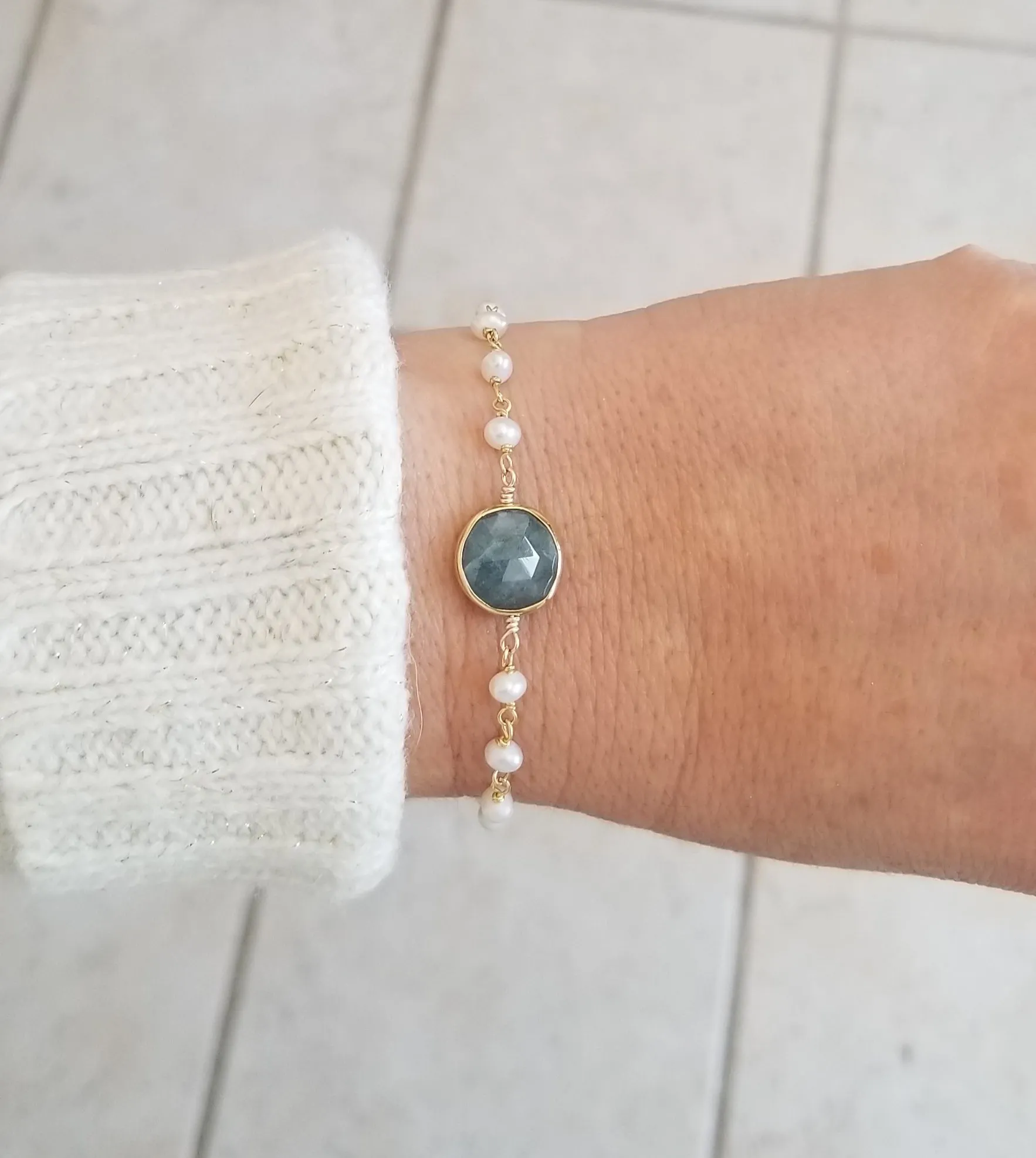 Aquamarine and Freshwater Pearls Bracelet