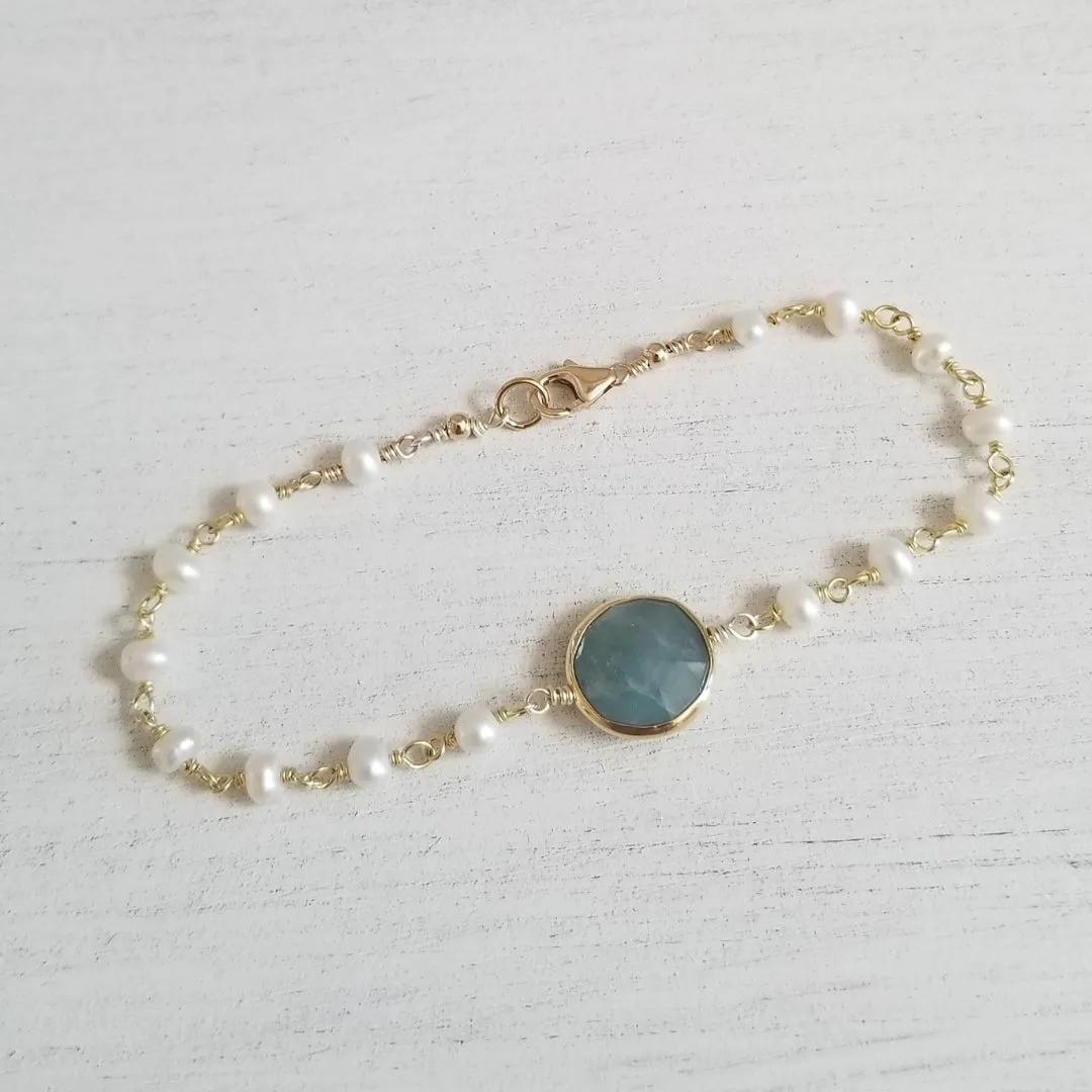 Aquamarine and Freshwater Pearls Bracelet