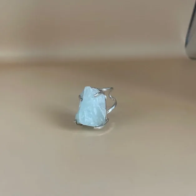 Aquamarine Crystal Ring