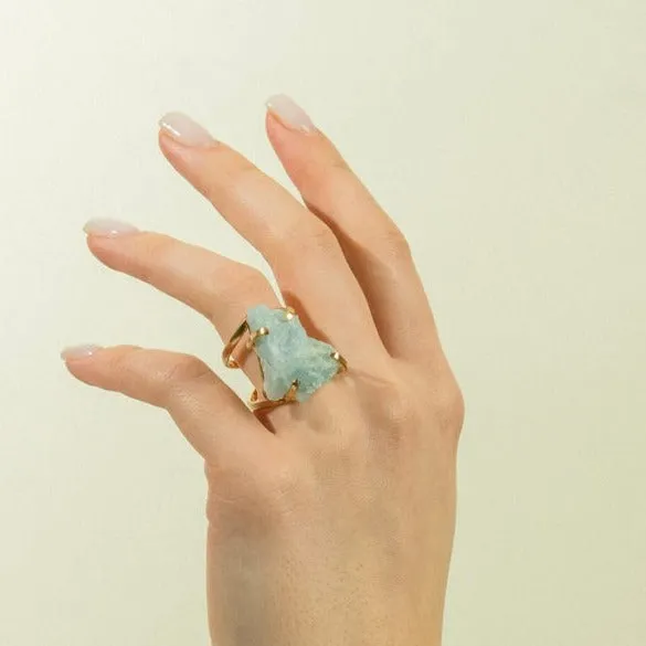 Aquamarine Crystal Ring