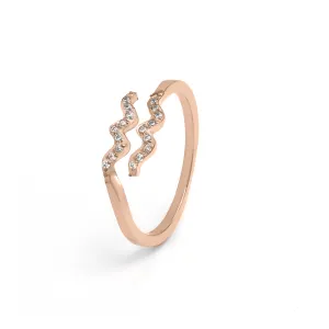 Aquarius Ring with CZ Stones - Rose Gold