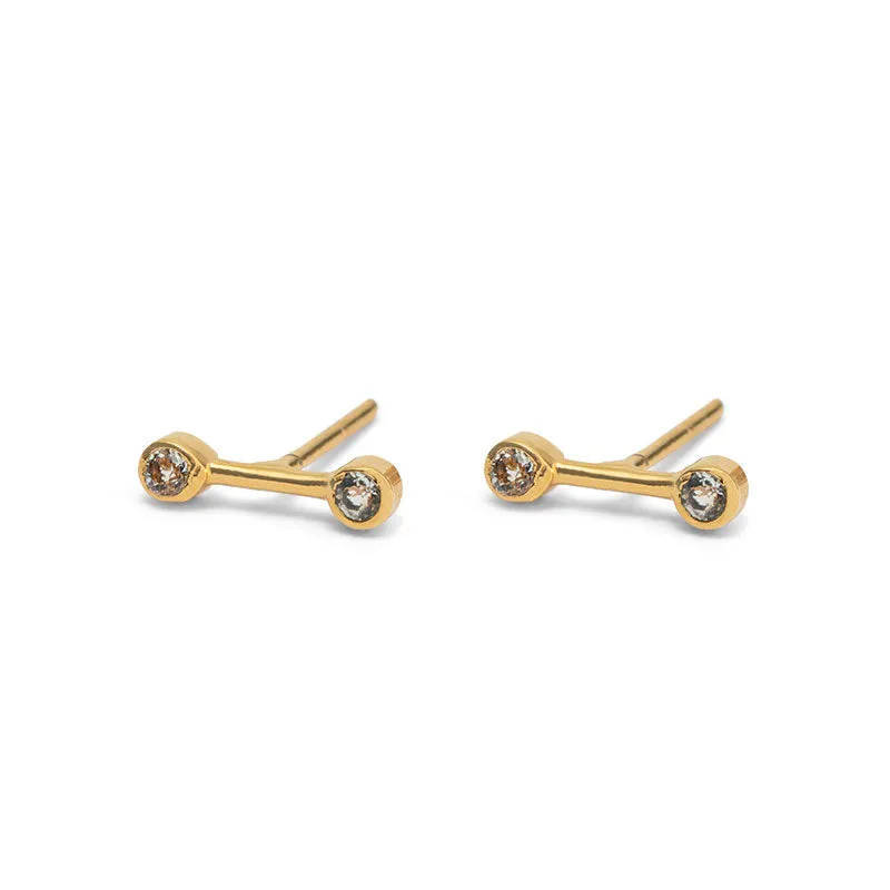 Ara Stud, White Topaz, Gold