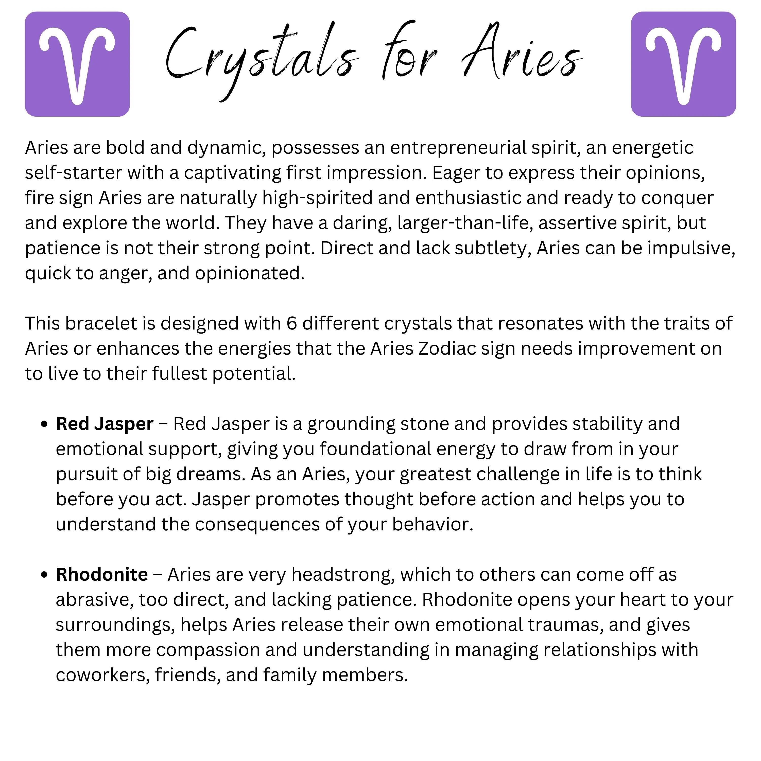 Aries Zodiac Crystal Bracelet