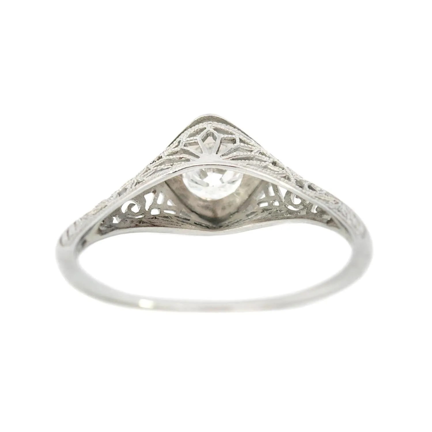 Art Deco 18k Diamond Filigree Engagement Ring