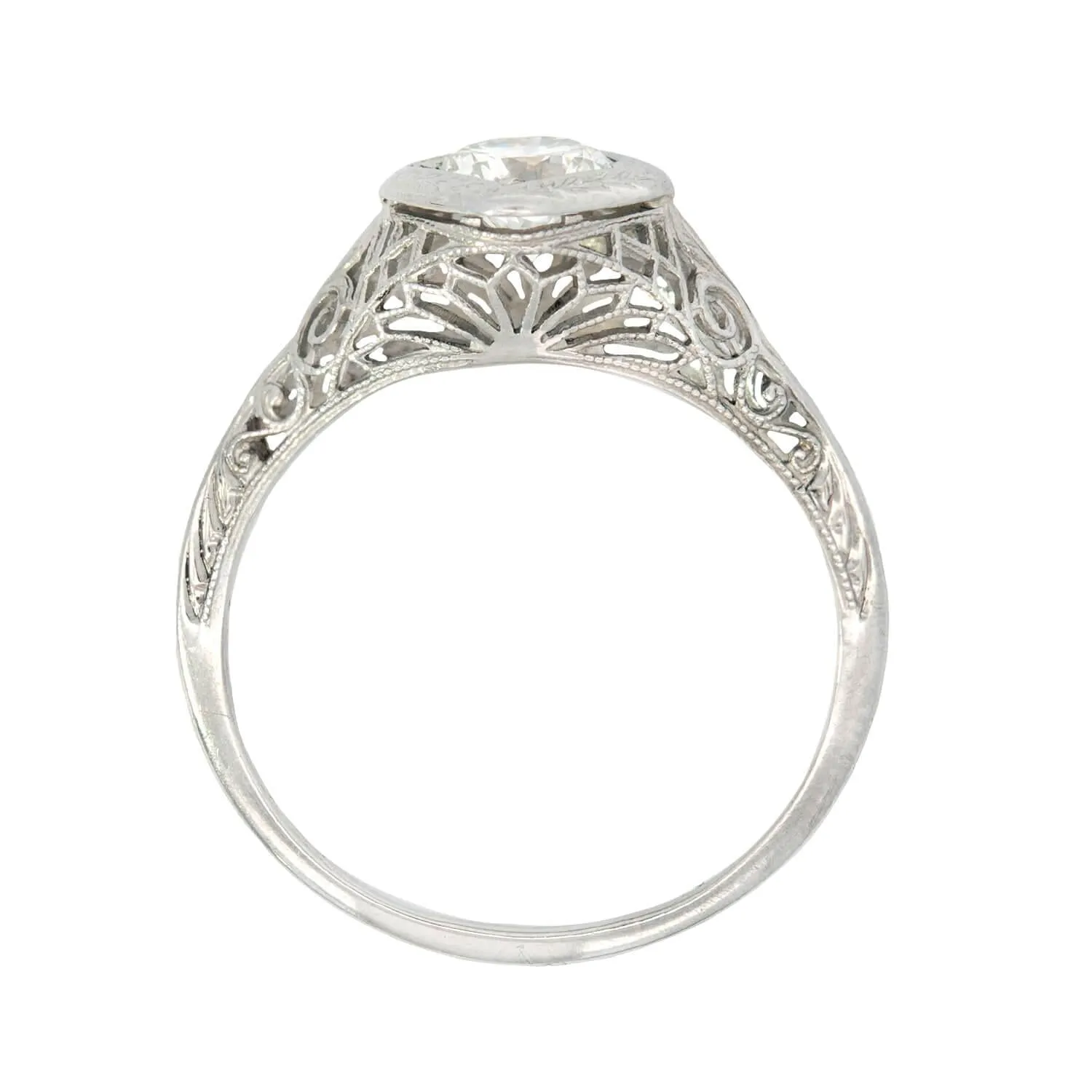 Art Deco 18k Diamond Filigree Engagement Ring