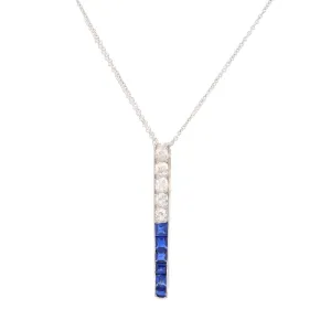 Art Deco Old Mine Cut Diamond Sapphire Platinum Necklace