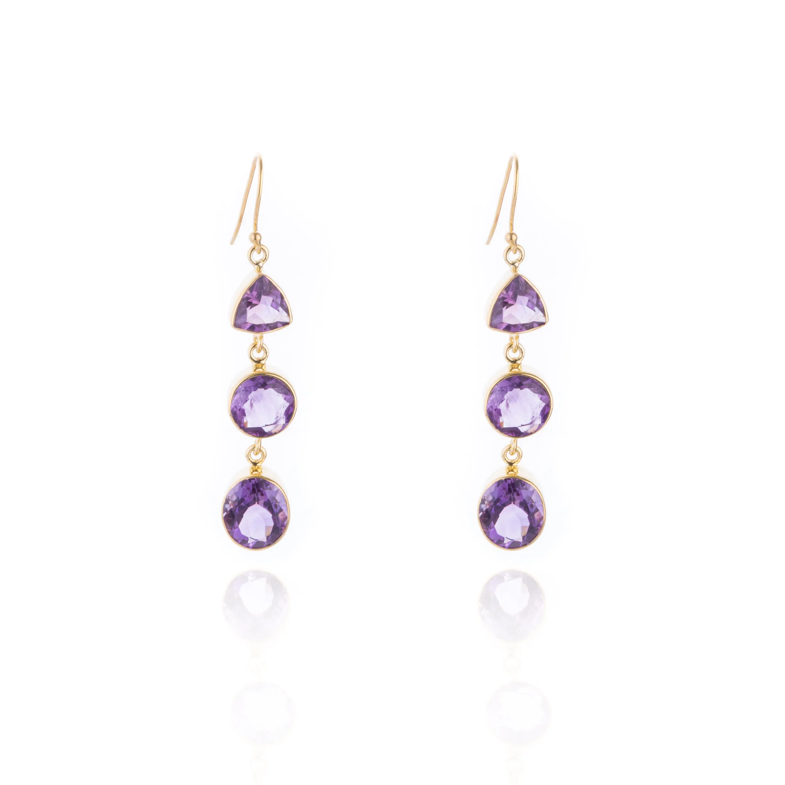 Athena Amethyst Earrings, Gold Vermeil