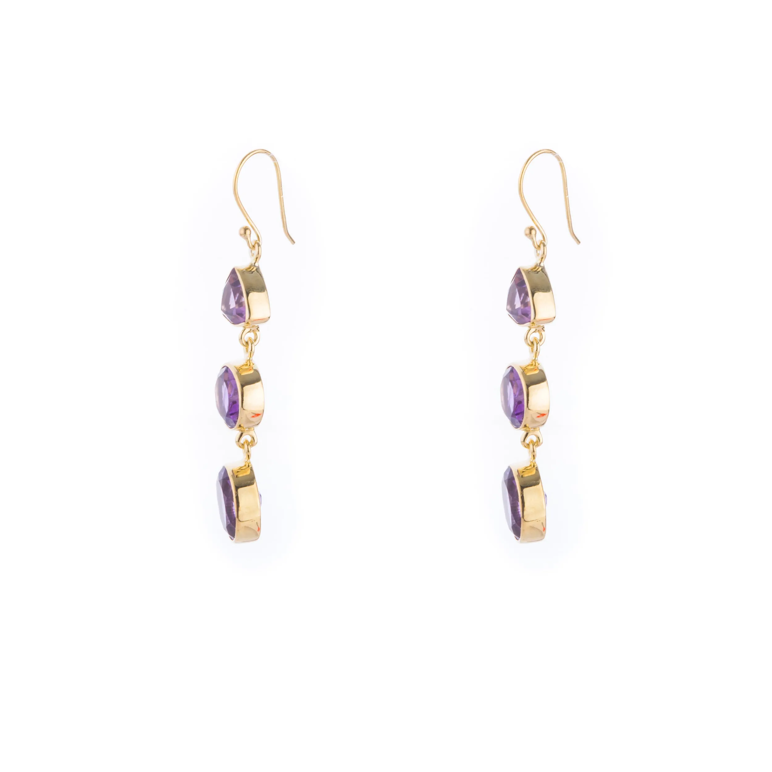 Athena Amethyst Earrings, Gold Vermeil