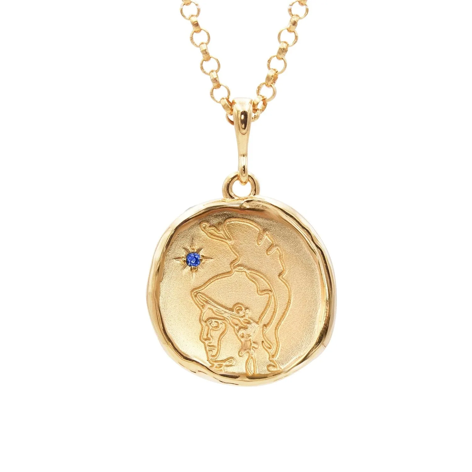 Athena Goddess of Courage Necklace with Sapphire