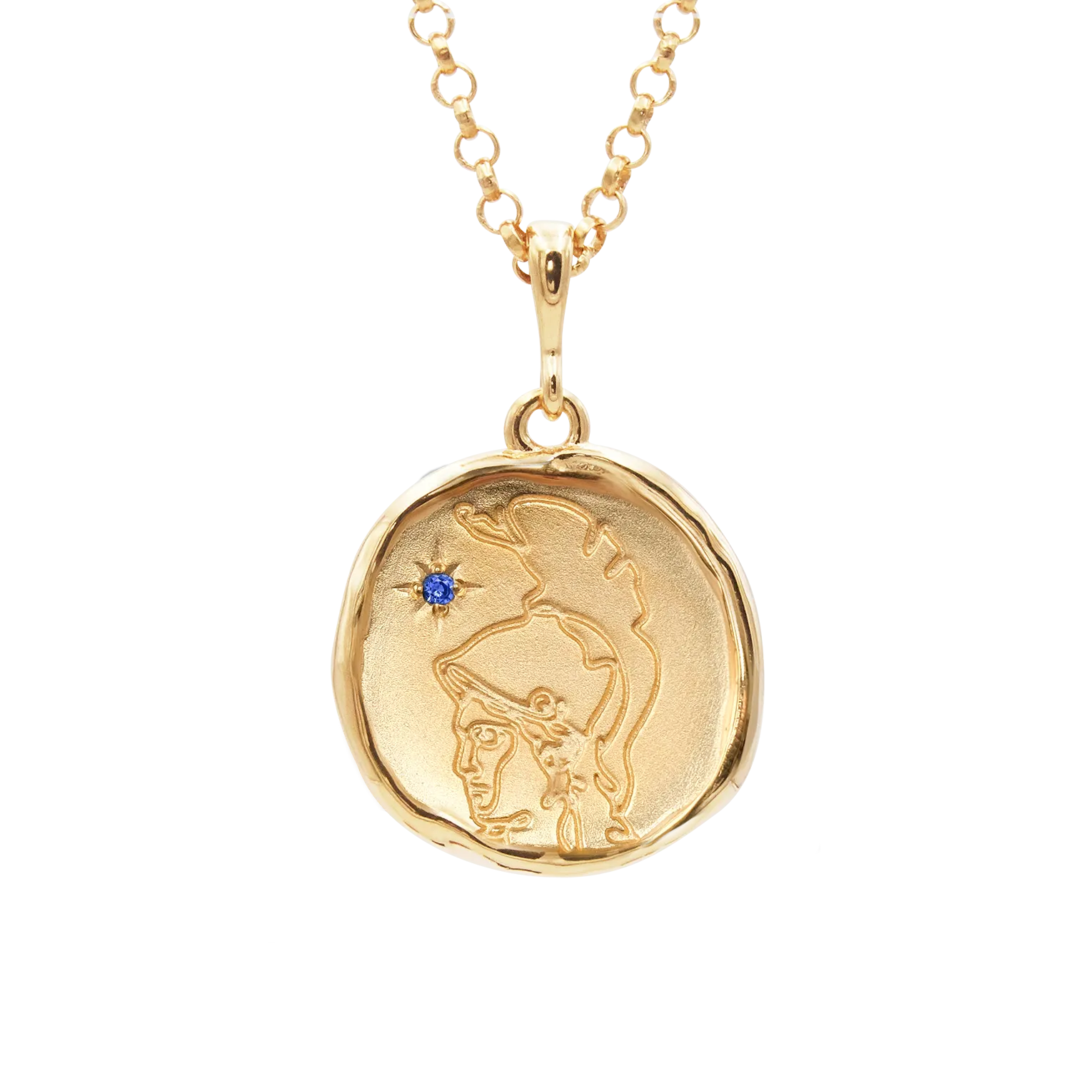 Athena Goddess of Courage Necklace with Sapphire