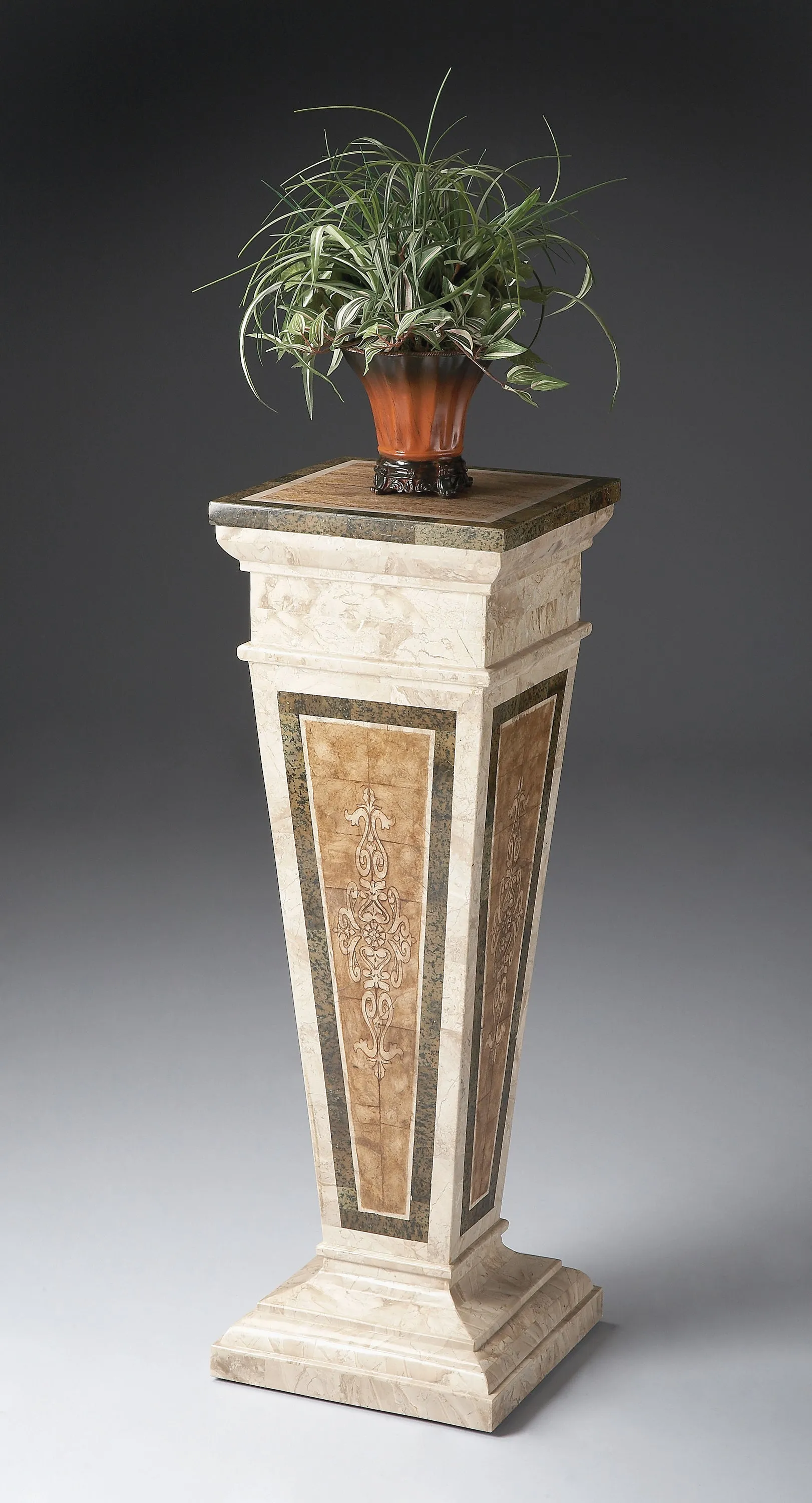 Augustus Etched Fossil Stone Pedestal in Assorted  6062070