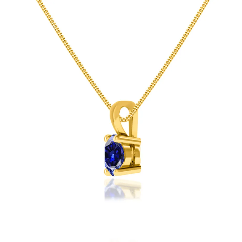 AURORA - Round Blue Sapphire 18k Yellow Gold Solitaire Pendant