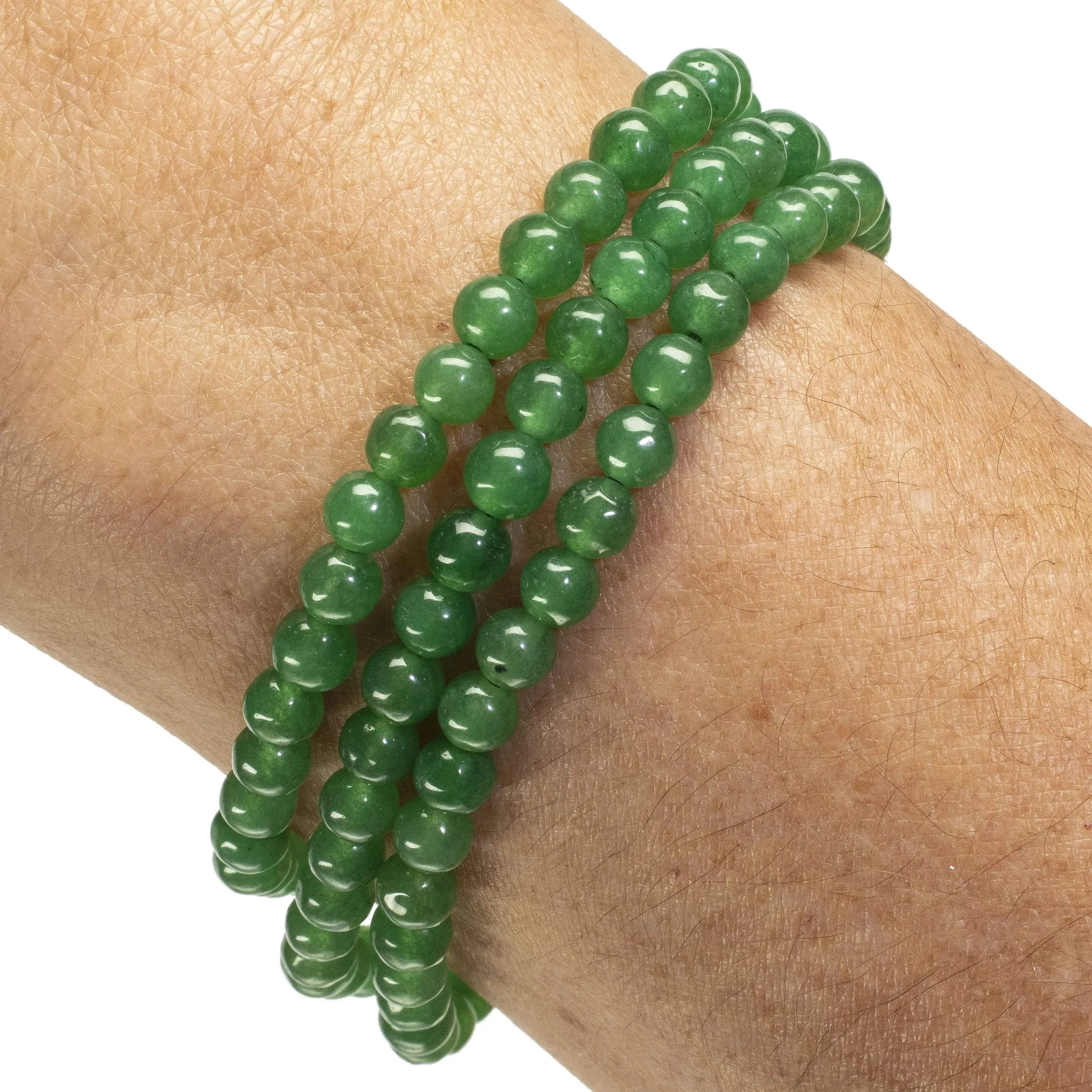 Aventurine 5mm Gemstone Beads Triple Wrap Elastic Bracelet