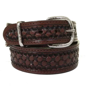 B1167 - Brown Honey Comb Tooled Belt