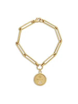 Baby Dream Medallion on Extended Clip Chain Yellow Gold Bracelet