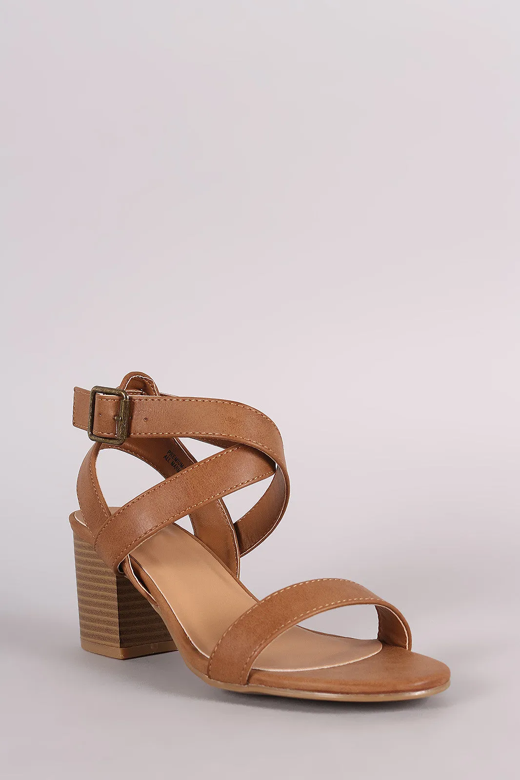 Bamboo Crisscross Ankle Strap Chunky Block Heel