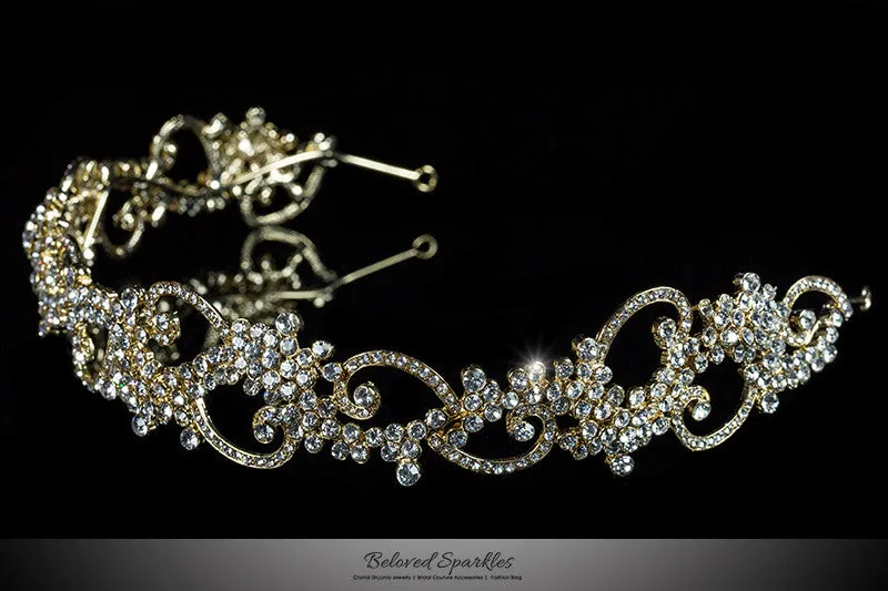 Bethany Swirl Filigree Gold Headband  | Swarovski Crystal