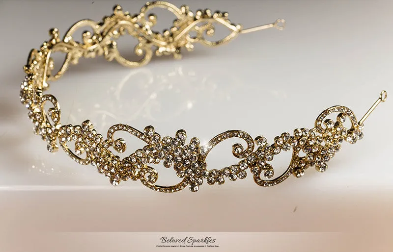 Bethany Swirl Filigree Gold Headband  | Swarovski Crystal