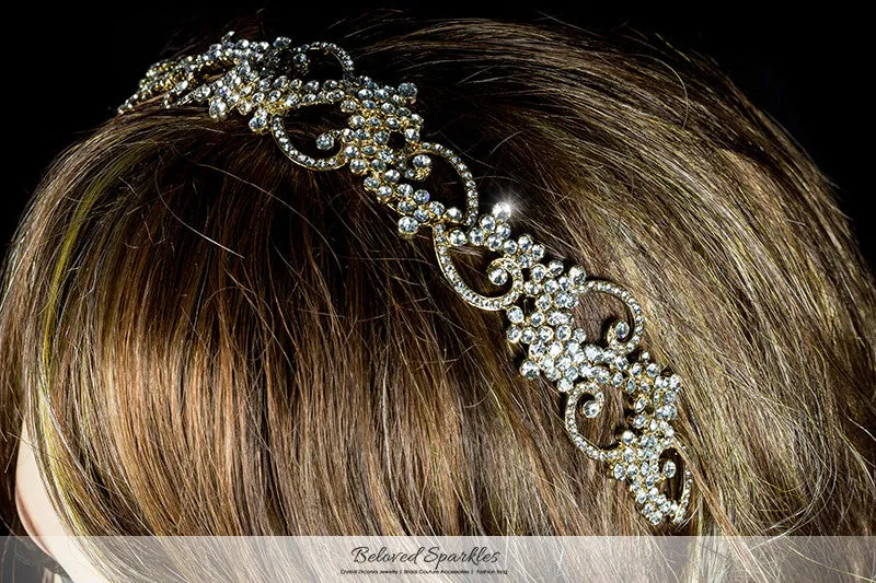 Bethany Swirl Filigree Gold Headband  | Swarovski Crystal