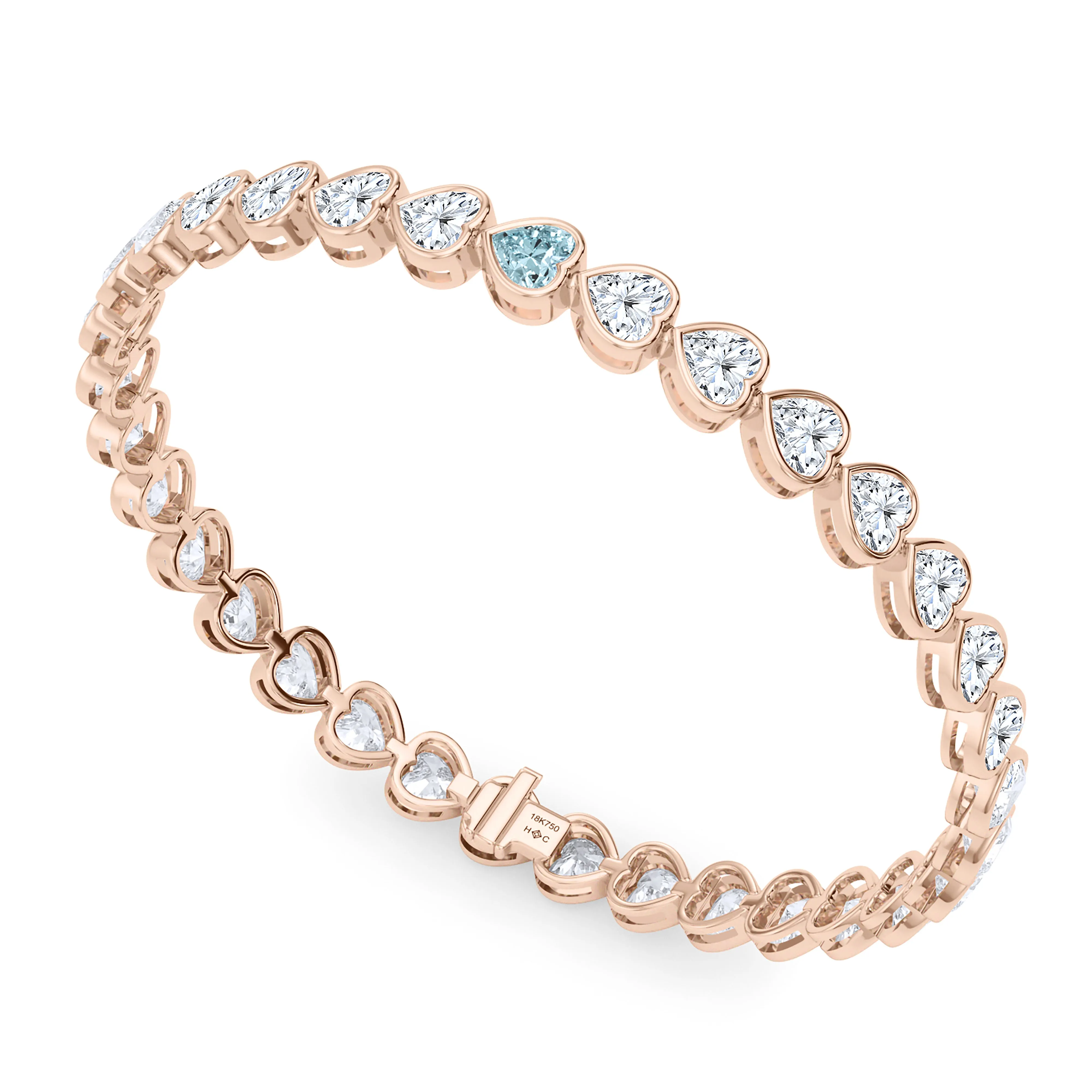 Bezel-Set Heart Diamond & Birthstone Bracelet