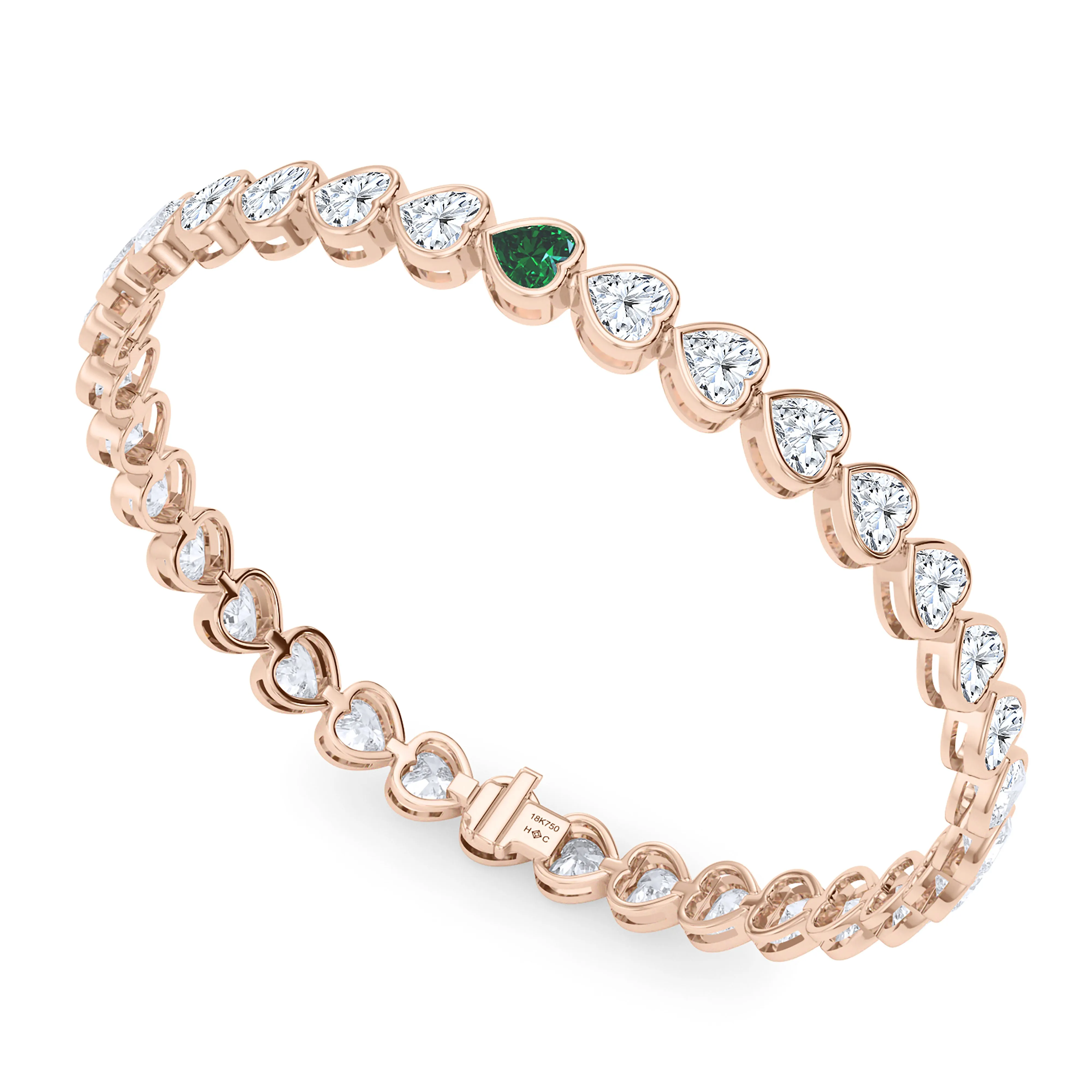 Bezel-Set Heart Diamond & Birthstone Bracelet