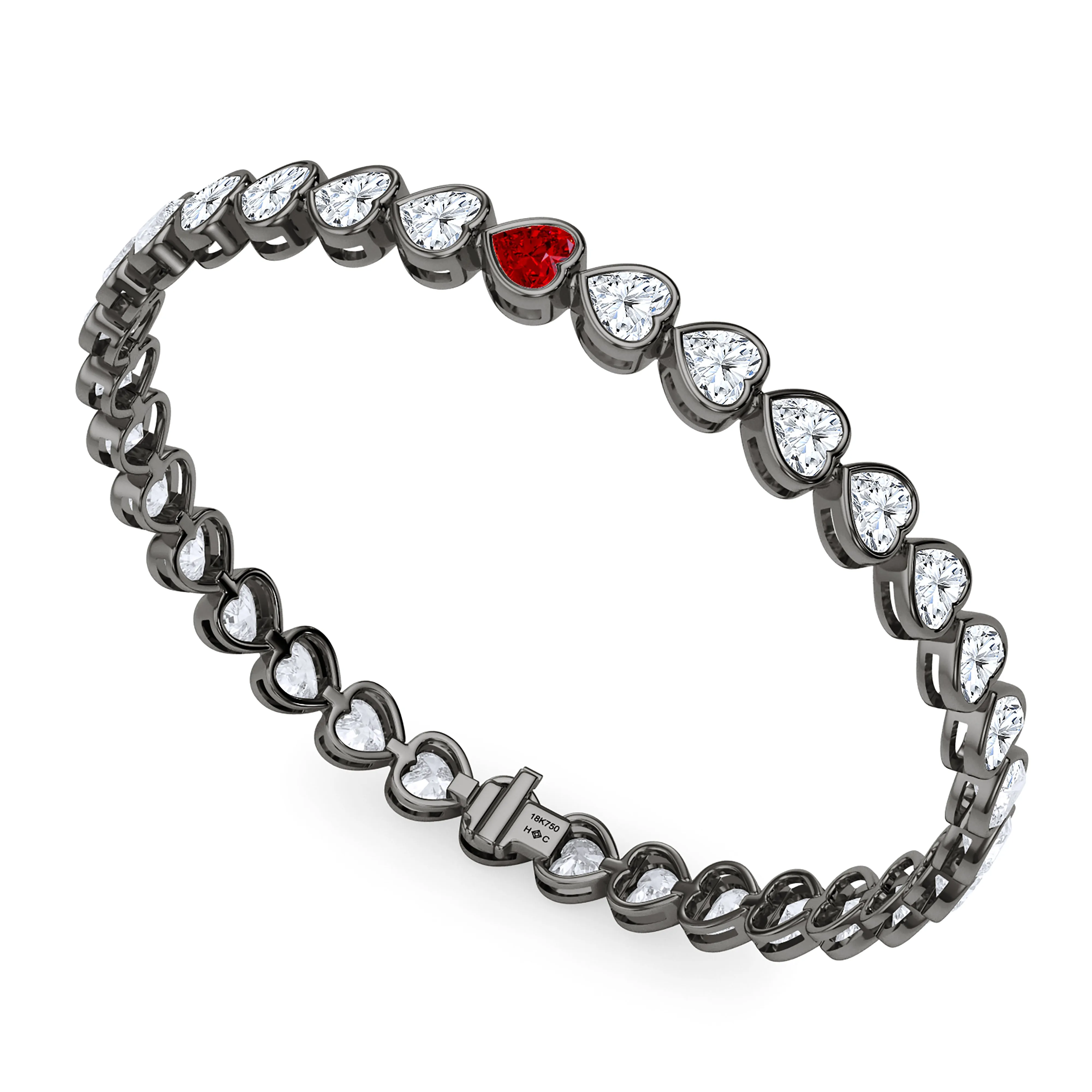 Bezel-Set Heart Diamond & Birthstone Bracelet